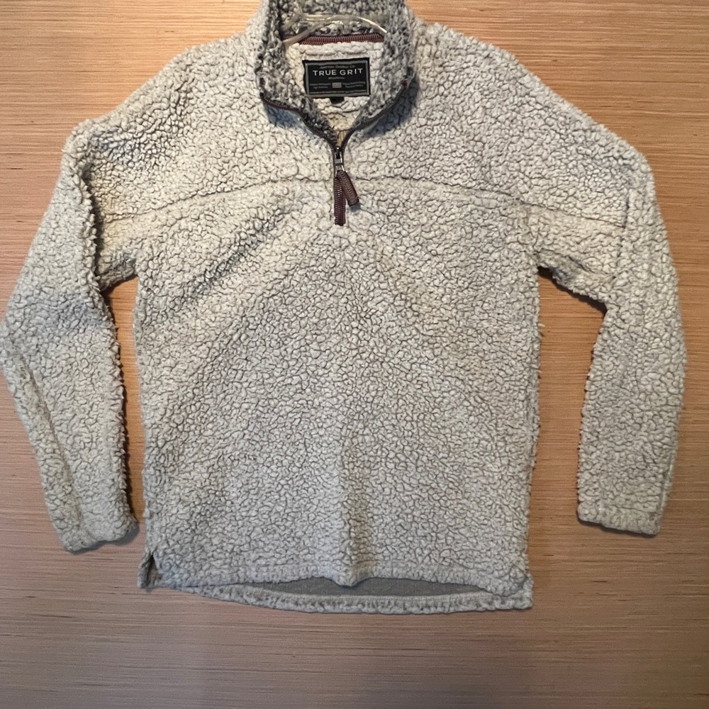 True Grit Men's Off-White Sherpa Zip-Up Sweater